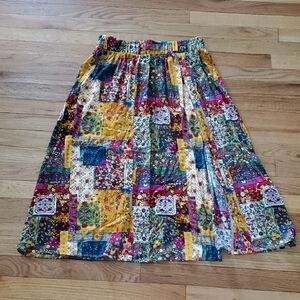 NATURAL LIFE Multicolor Patchwork A-Line Skirt - Yellow, Blue, Pink, Green